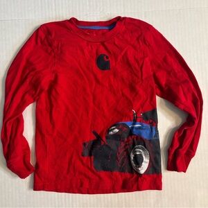 Carhartt Kids Red Graphic Long Sleeve Tee Blue Tractor 3T Toddler